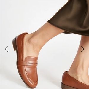 Brown Faux Leather Penny Loafers